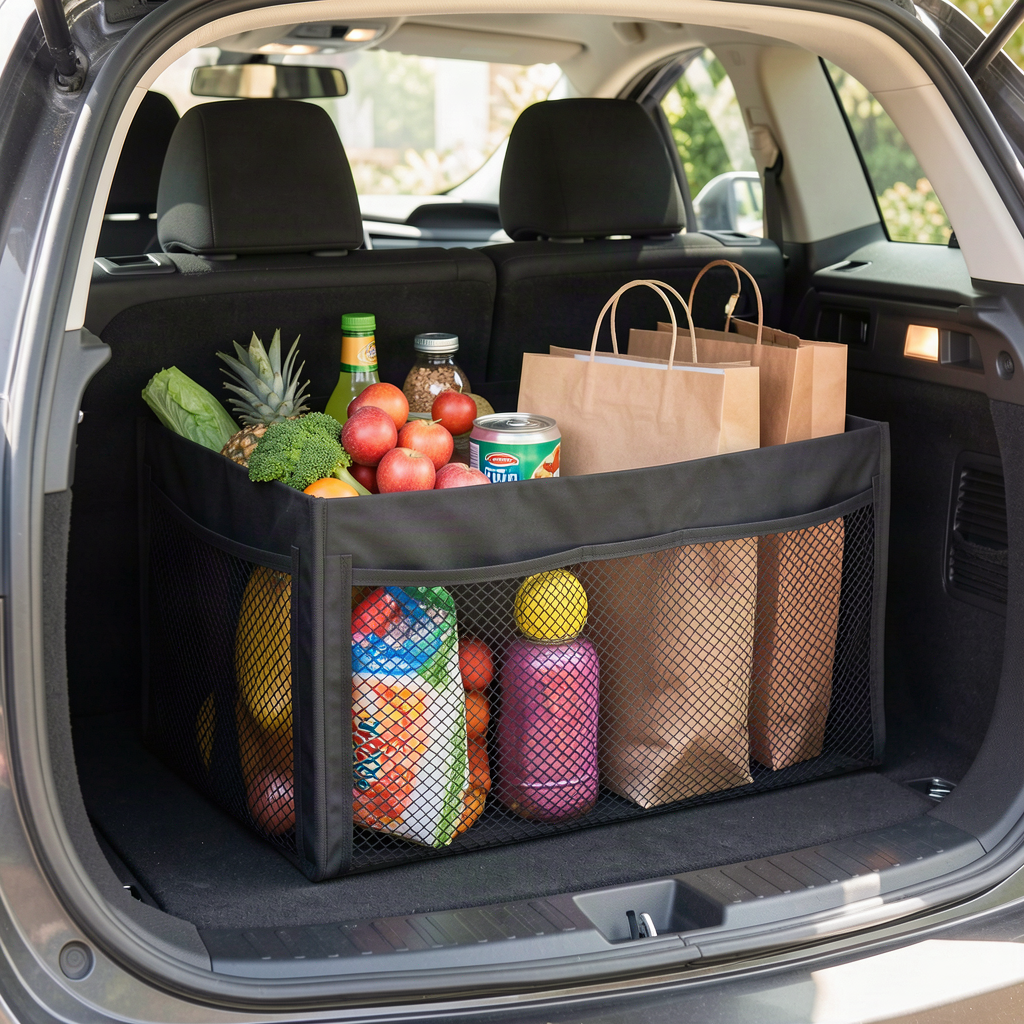 40L Foldable Car Trunk Storage Box with Side Nets - Collapsi - View 2