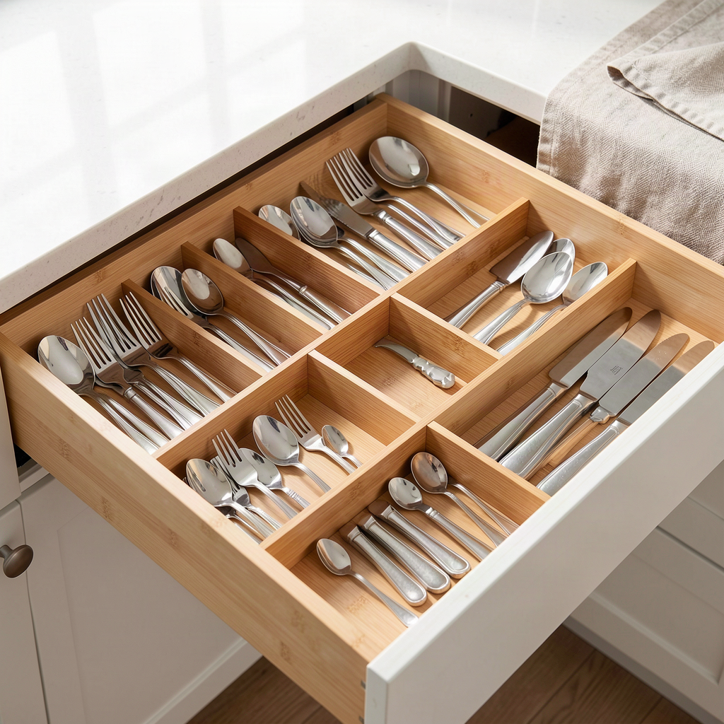 4-Pack Adjustable Bamboo Drawer Dividers, 17 to 22 Inches - View 2