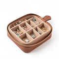 Travel Jewelry Organizer Box - Portable PU Leather Jewelry Case with Mirror for Earrings, Rings, Necklaces
