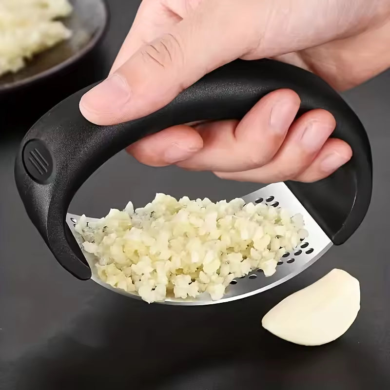Stainless Steel Garlic Press Rocker with Silicone Peeler