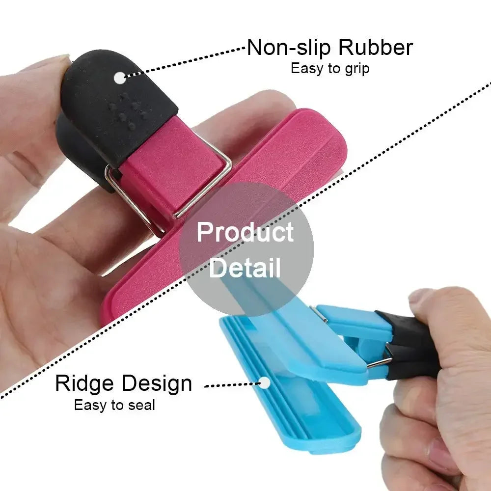 Three reusable small bag sealing clips in assorted colors – view 3