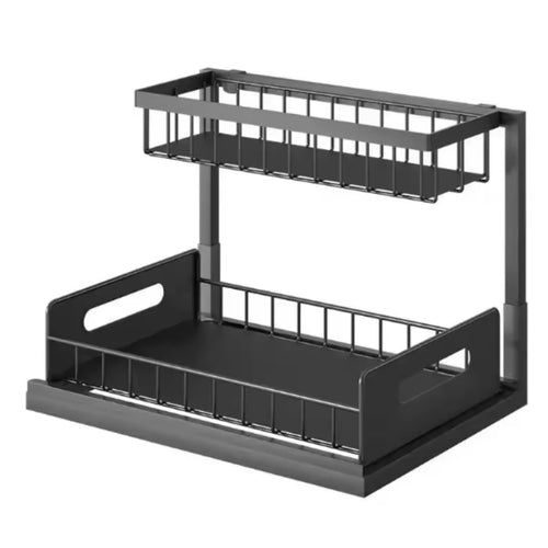 2-Tier Sliding Under-Sink Organizer - Adjustable Cabinet She - View 2