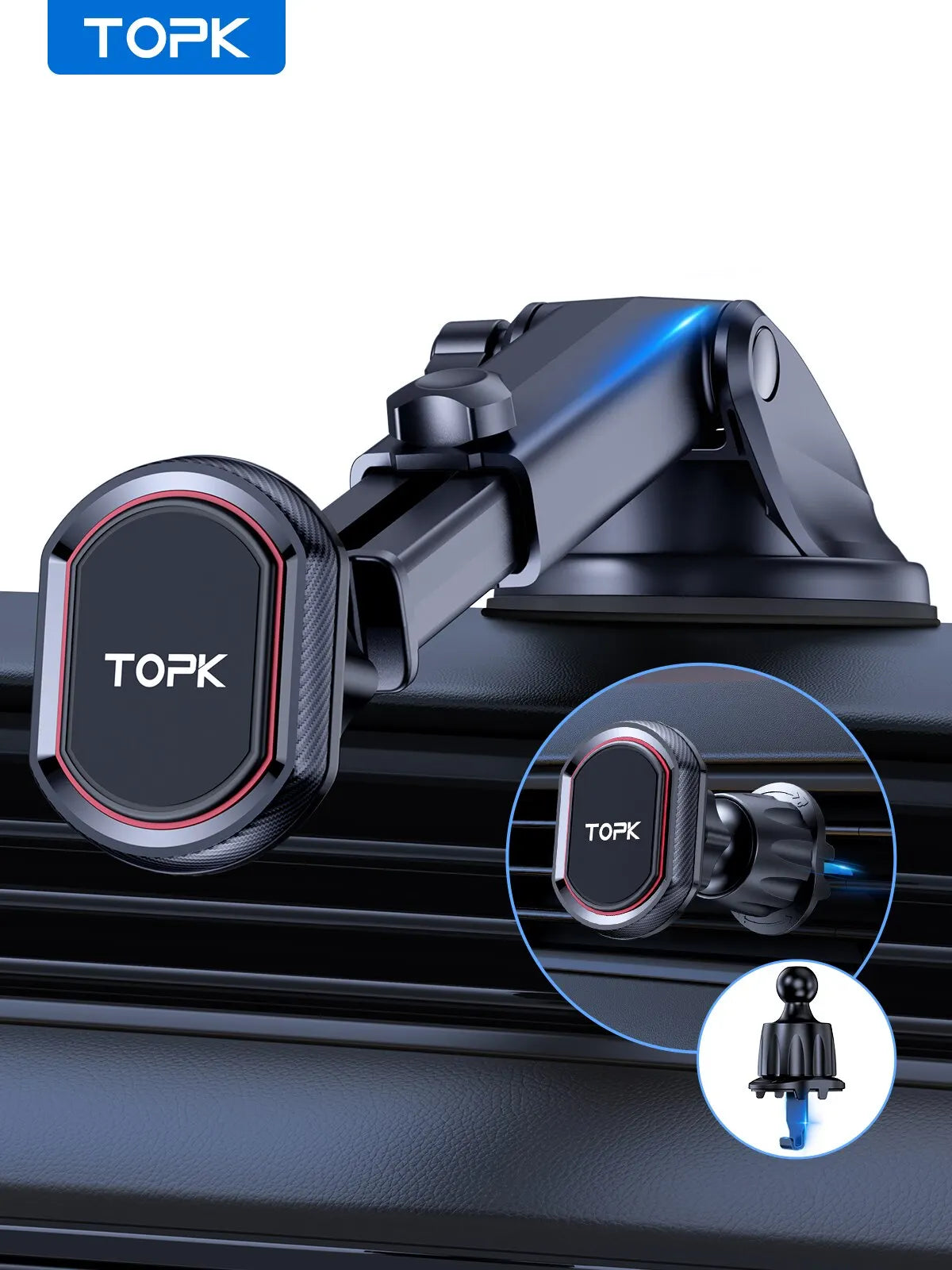 Magnetic Car Phone Mount - Strong Magnet Air Vent Phone Hold - View 3