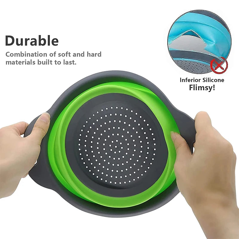 Collapsible Silicone Colander 2-Pack - Space Saving Kitchen Strainer - View 2