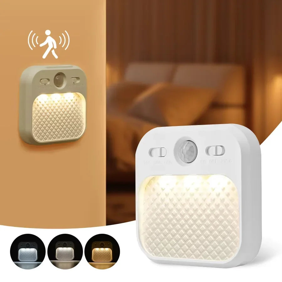 Rechargeable Motion Sensor LED Night Light – 3-Pack, Warm White Stick-On Closet Light