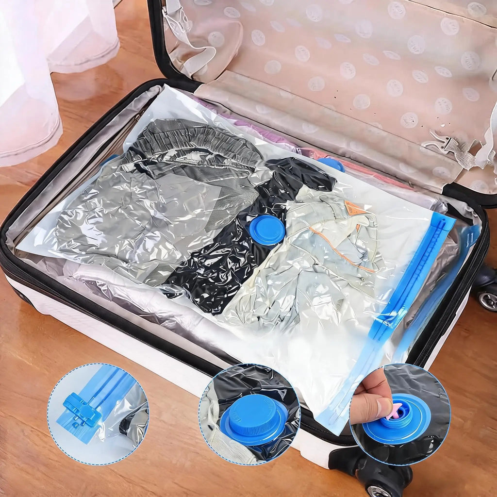 Vacuum Storage Bags 8-Pack with Hand Pump – Space Saving Travel & Home - View 5