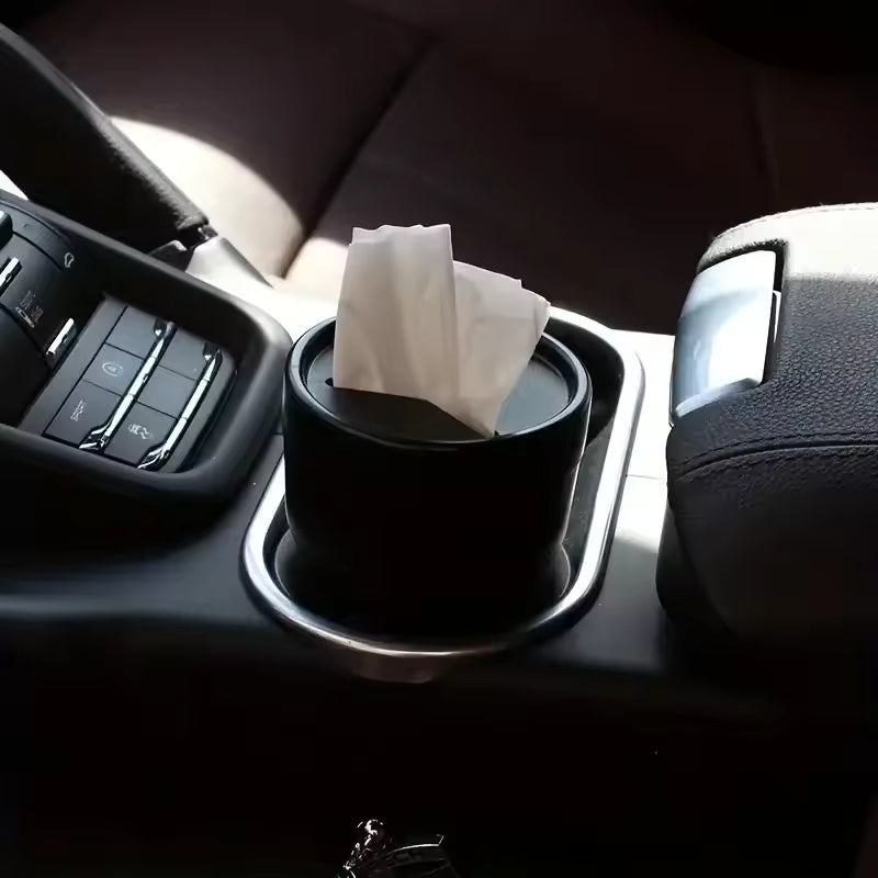 Compact lidded trash bin for storing small waste in a car – view 3