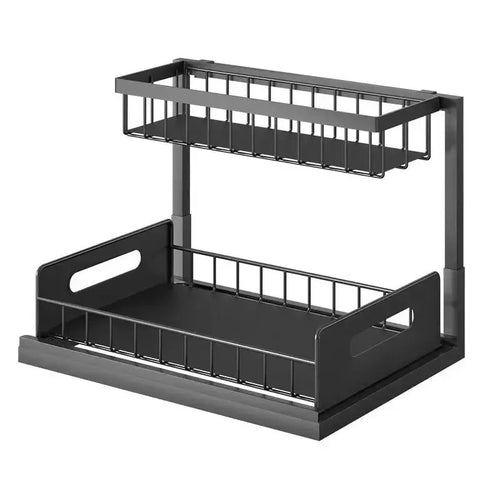 2-Tier Sliding Under-Sink Organizer - Adjustable Cabinet She