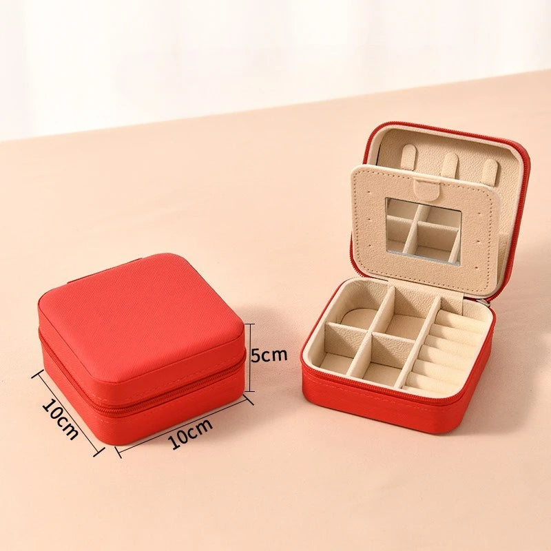 Travel Jewelry Organizer Box - Portable PU Leather Jewelry Case with Mirror for Earrings, Rings, Necklaces - View 4