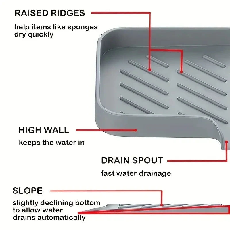 Silicone Sink Caddy - Drainage Tray for Sponge & Soap - View 4