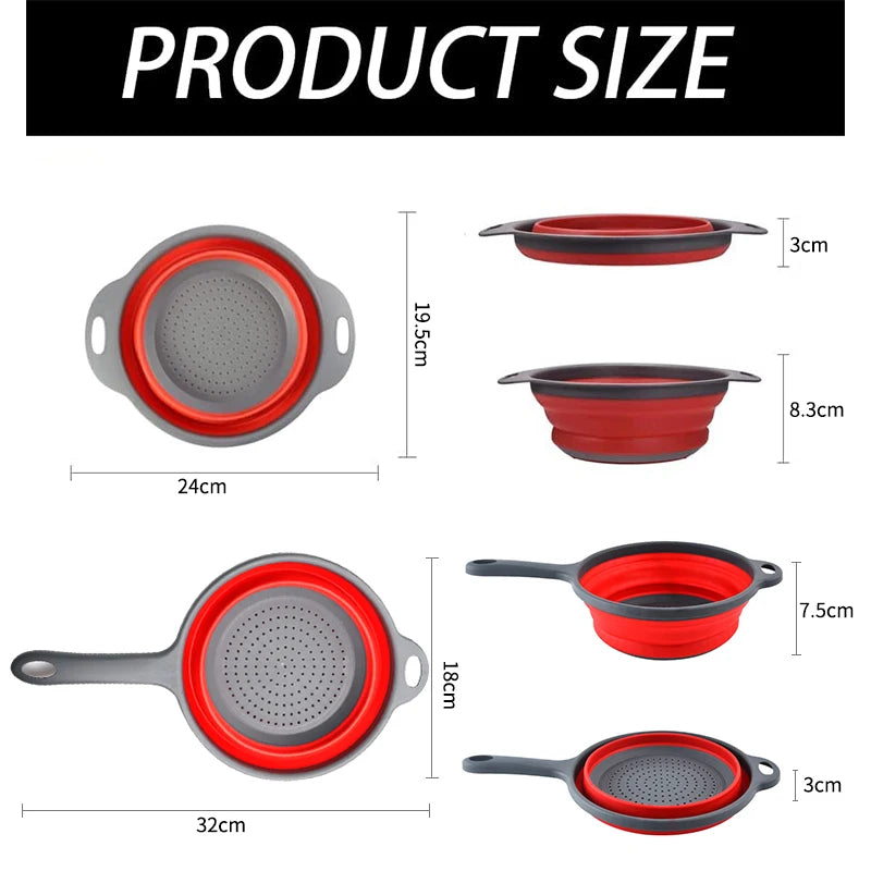 Collapsible Silicone Colander 2-Pack - Space Saving Kitchen  - View 3