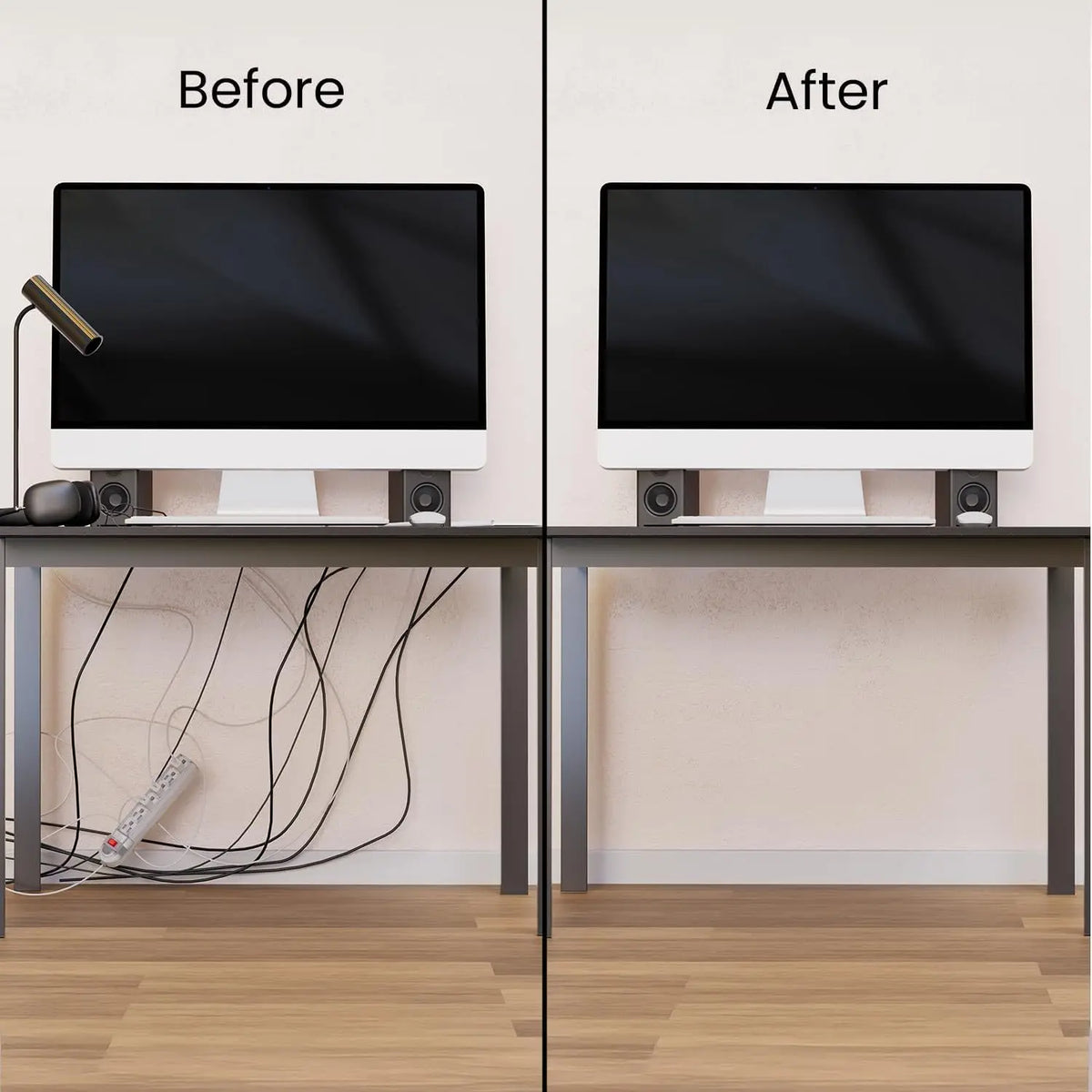 Self-Adhesive Under Desk Cable Management Tray - 2 Pack No-Drill Cord Organizer