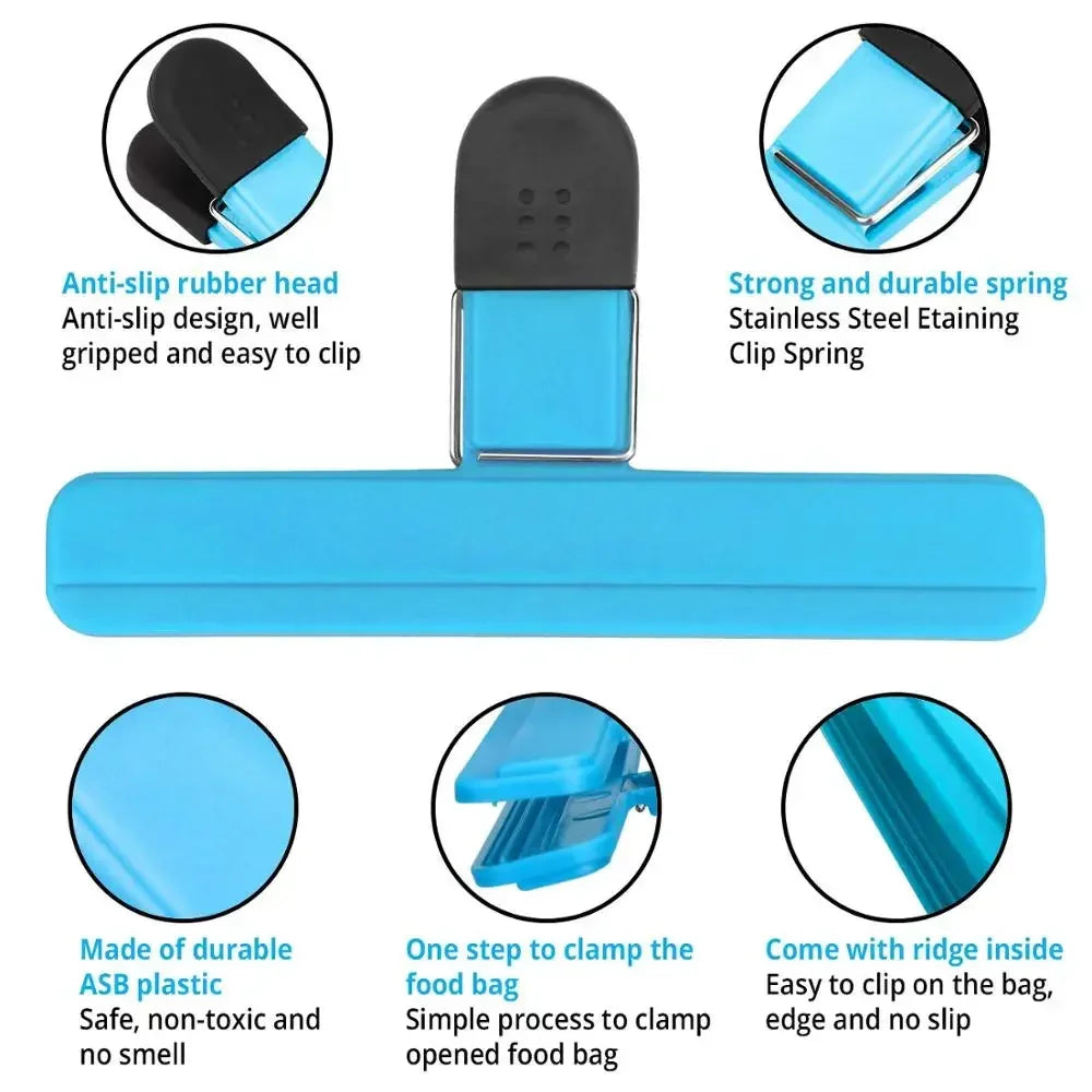 Three reusable small bag sealing clips in assorted colors – view 2