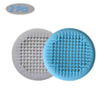 Gray and blue silicone shower drain hair catchers with suction cups