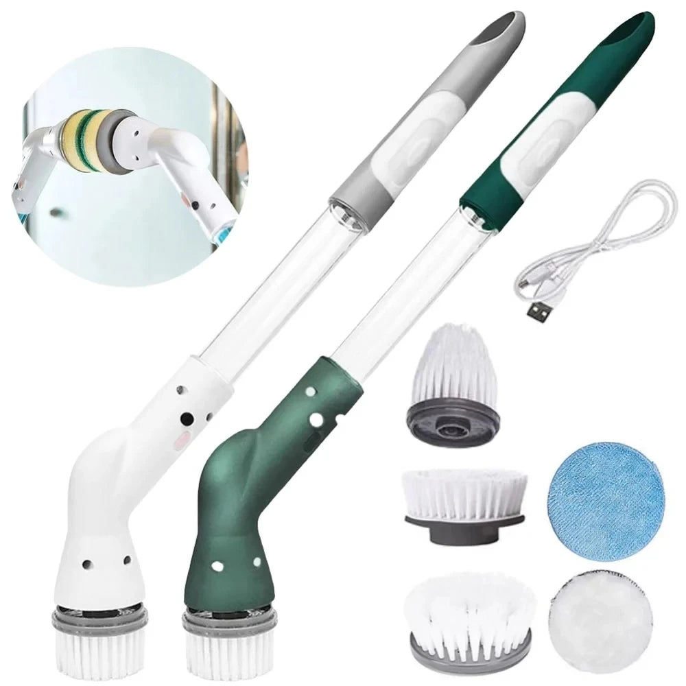 Cordless Electric Spin Scrubber – Rechargeable Cleaning Brush with 5 Replaceable Heads