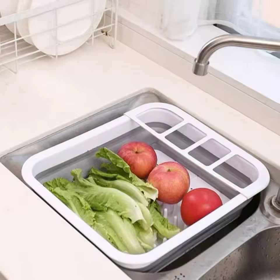 Foldable Over-Sink Dish Drying Rack with Drainboard