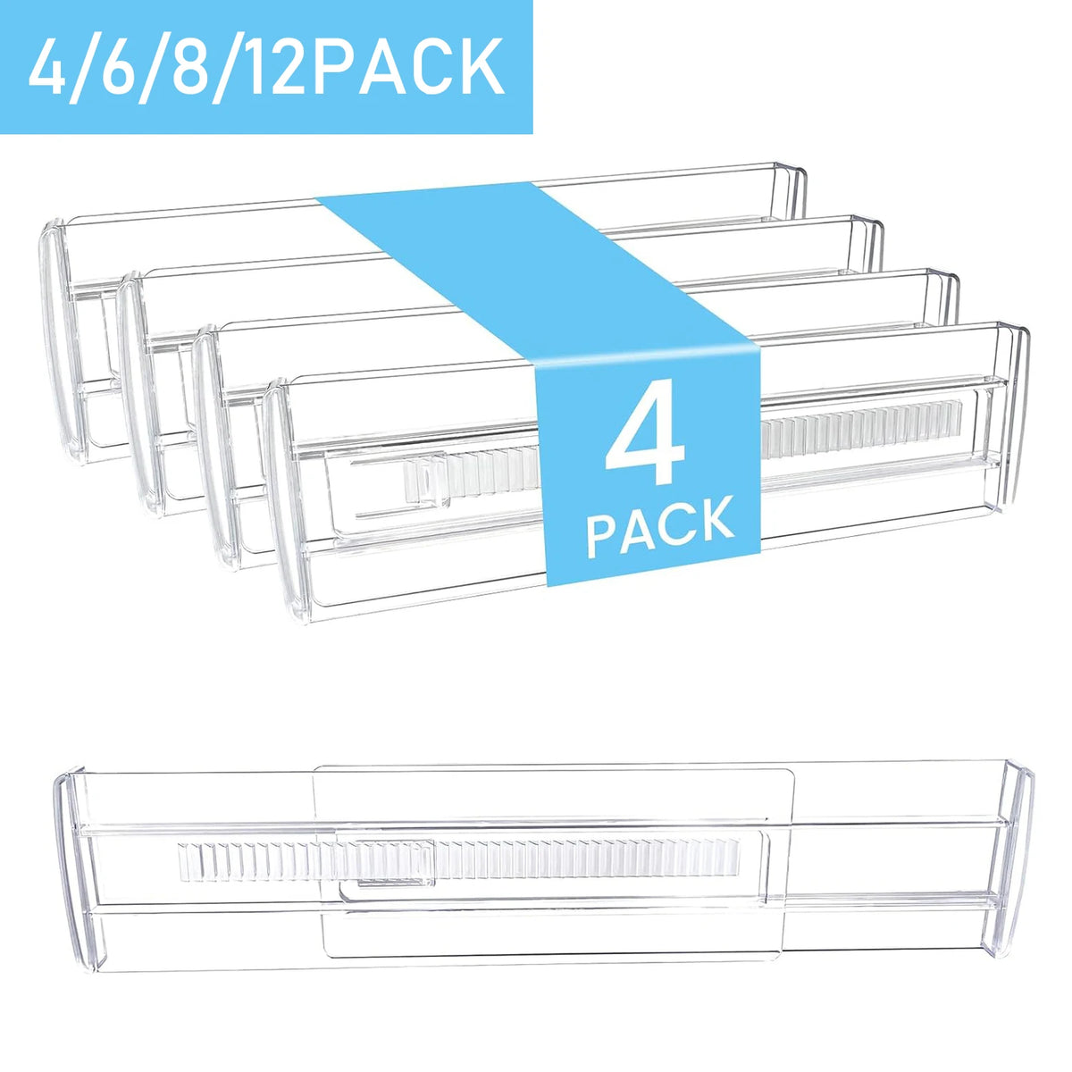 Adjustable Drawer Dividers 12-Pack - Expandable Kitchen Drawer Organizers for Utensils, Clothes, Office Supplies - View 2