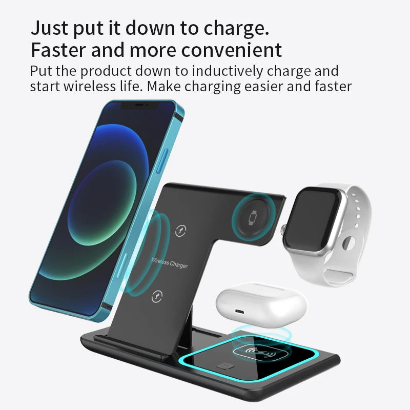 3-in-1 Foldable Wireless Charging Station – Phone, Watch & E - View 4