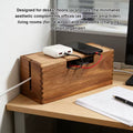 Cable Management Box with Wood-Grain Lid for Power Strips and Cords