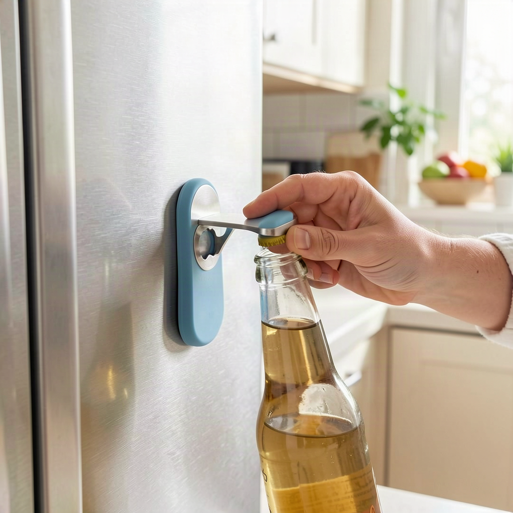 Magnetic Silicone Bottle Opener with Stainless Steel Head - View 2