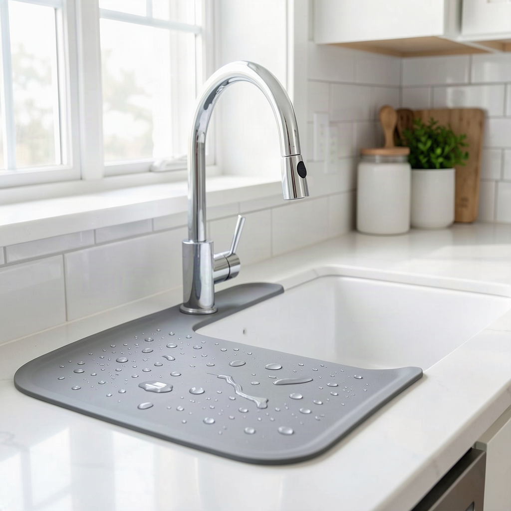 Silicone Faucet Splash Mat – Gray 13 Inch