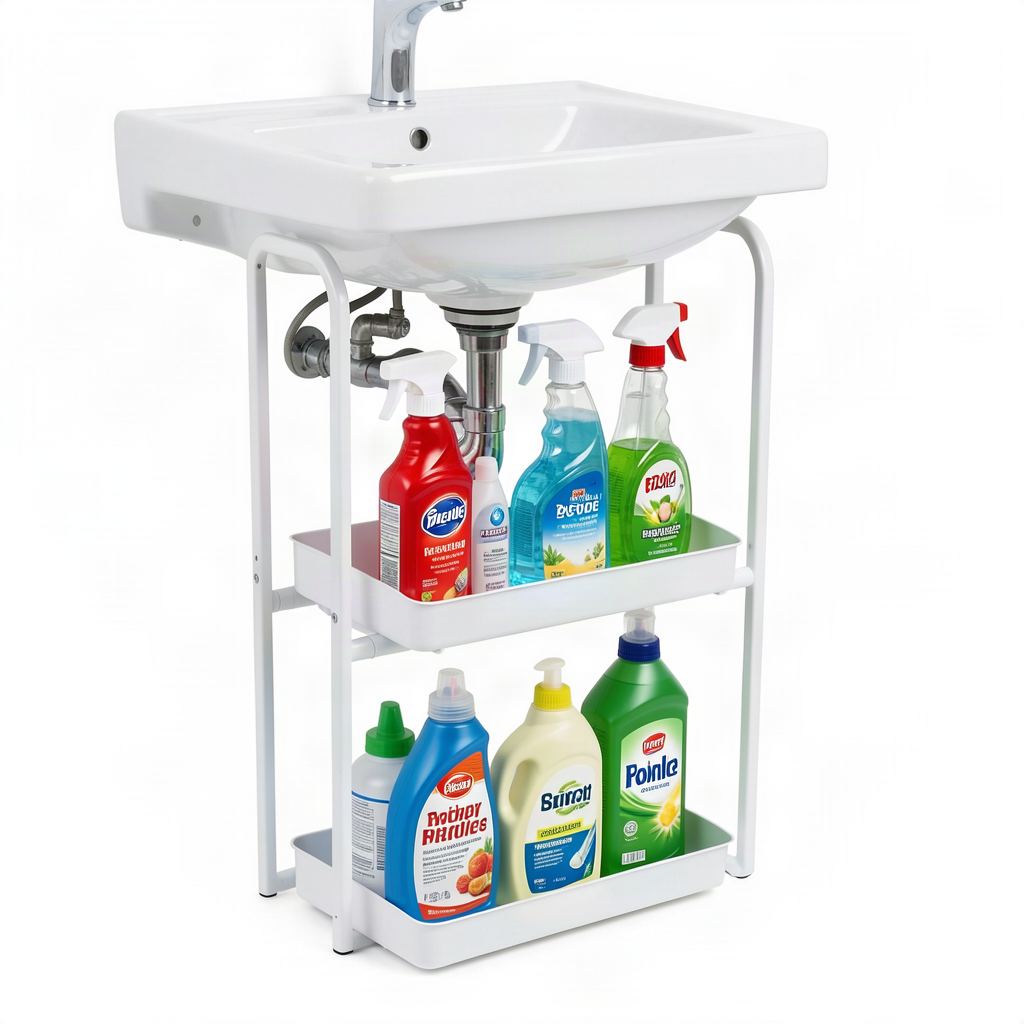 2-Tier Sliding Under-Sink Organizer - Adjustable Cabinet Shelf