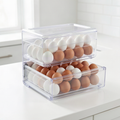 Fridge Egg Storage Box – Clear 2-Layer Stackable Egg Organizer