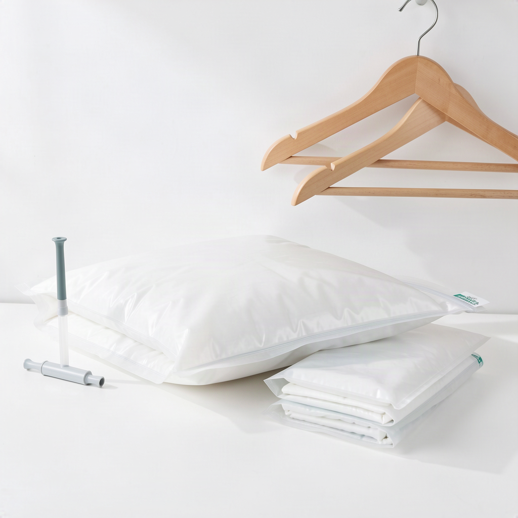 Vacuum Storage Bags 8-Pack with Hand Pump – Space Saving Travel & Home