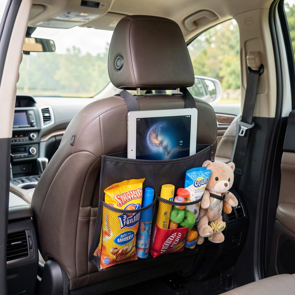 Car Back Seat Organizer with Tablet Holder & Pockets