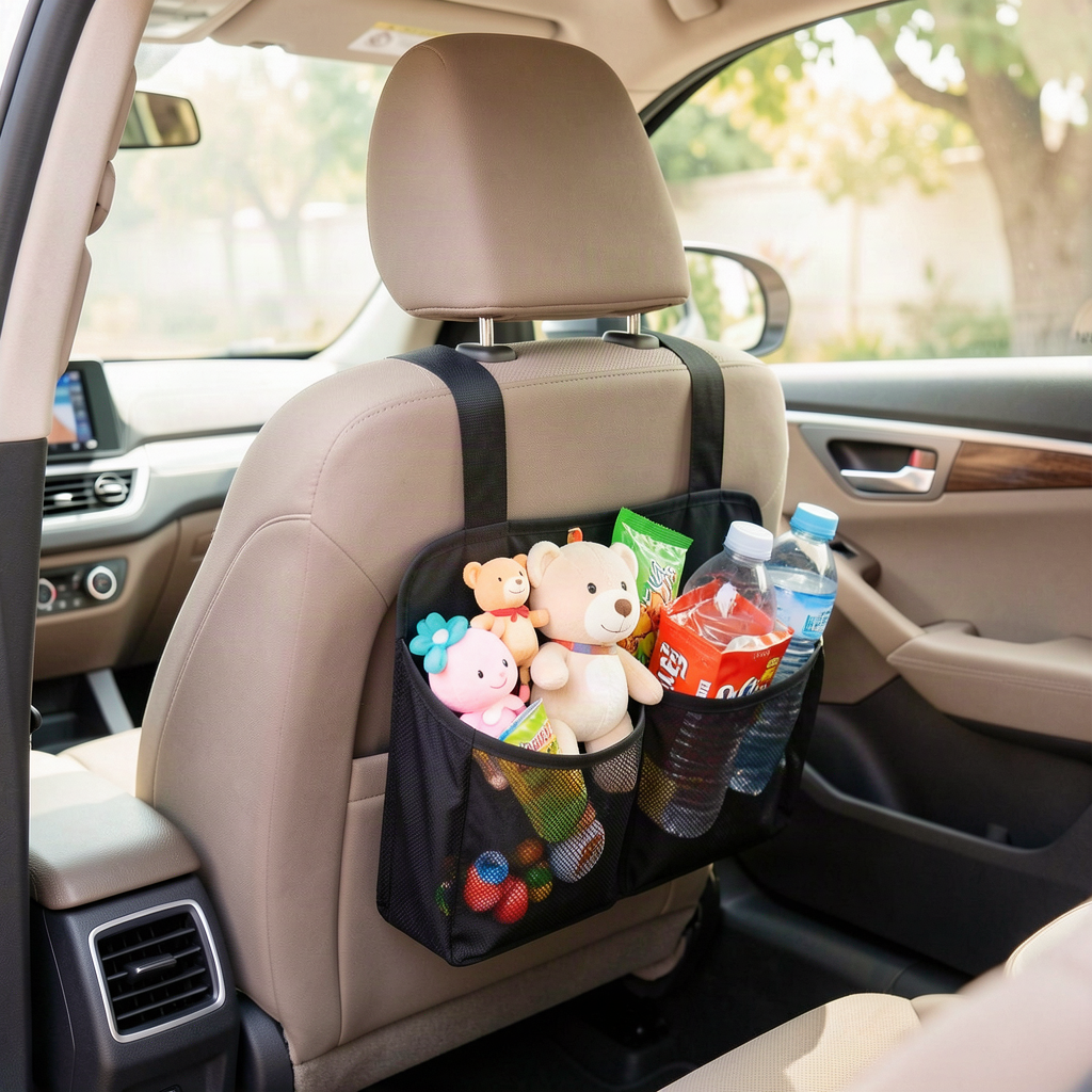 Backseat Car Organizer with Storage Pockets – Hanging Trunk Seat Protector