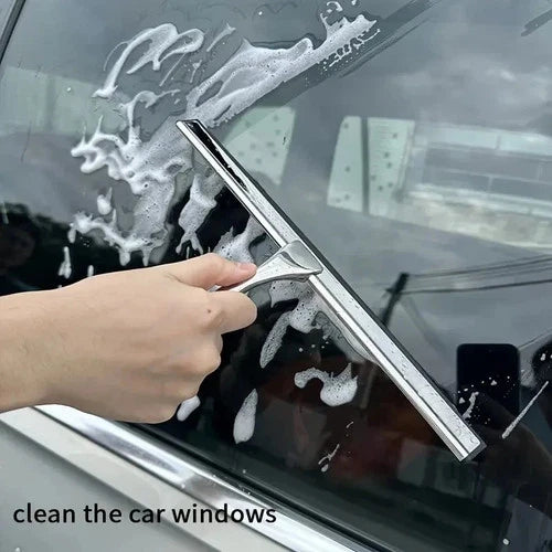 Stainless Steel Shower Glass Squeegee with 2 Adhesive Hooks