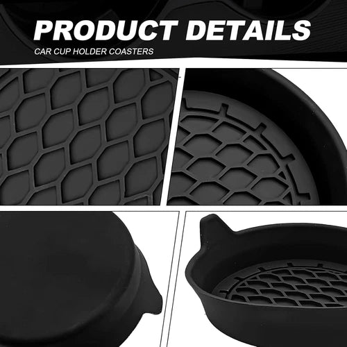 Silicone Car Cup Holder Coasters – 4 Pack, Universal Non-Slip Inserts
