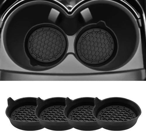 Silicone Car Cup Holder Coasters – 4 Pack, Universal Non-Slip Inserts